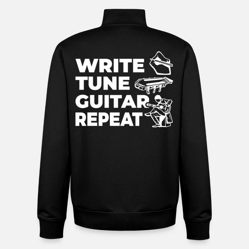Write Tune Guitar Repeat - Unisex Organic Zip Sweatshirt by Stanley/Stella - black