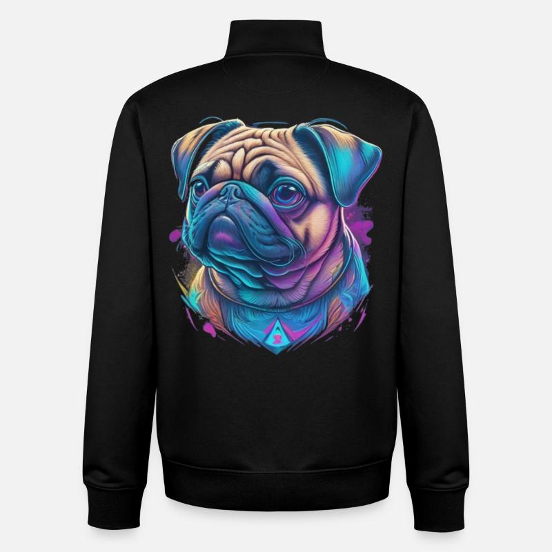 Mops Kopf - Unisex Organic Zip Sweatshirt von Stanley/Stella - Schwarz