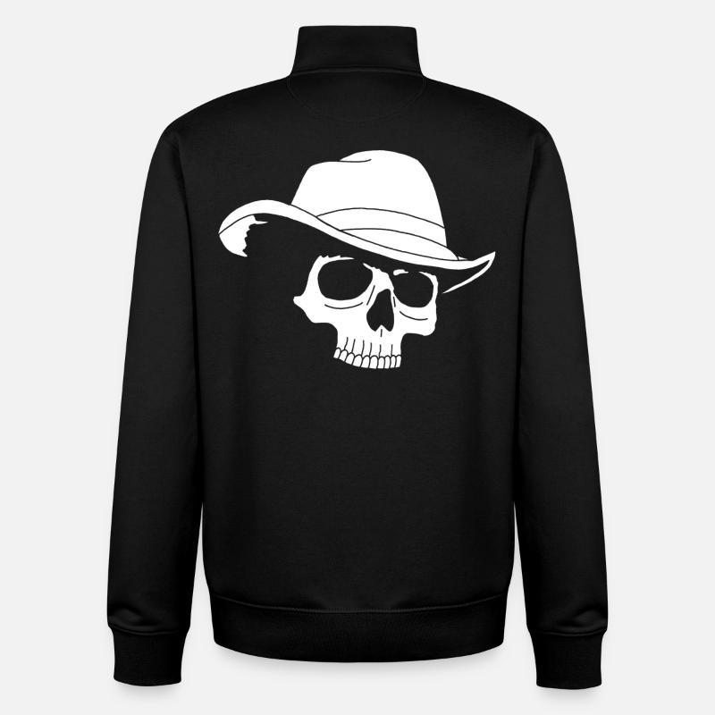 Crâne de cowboy - Sweat zippé unisexe en coton bio Stanley/Stella - noir