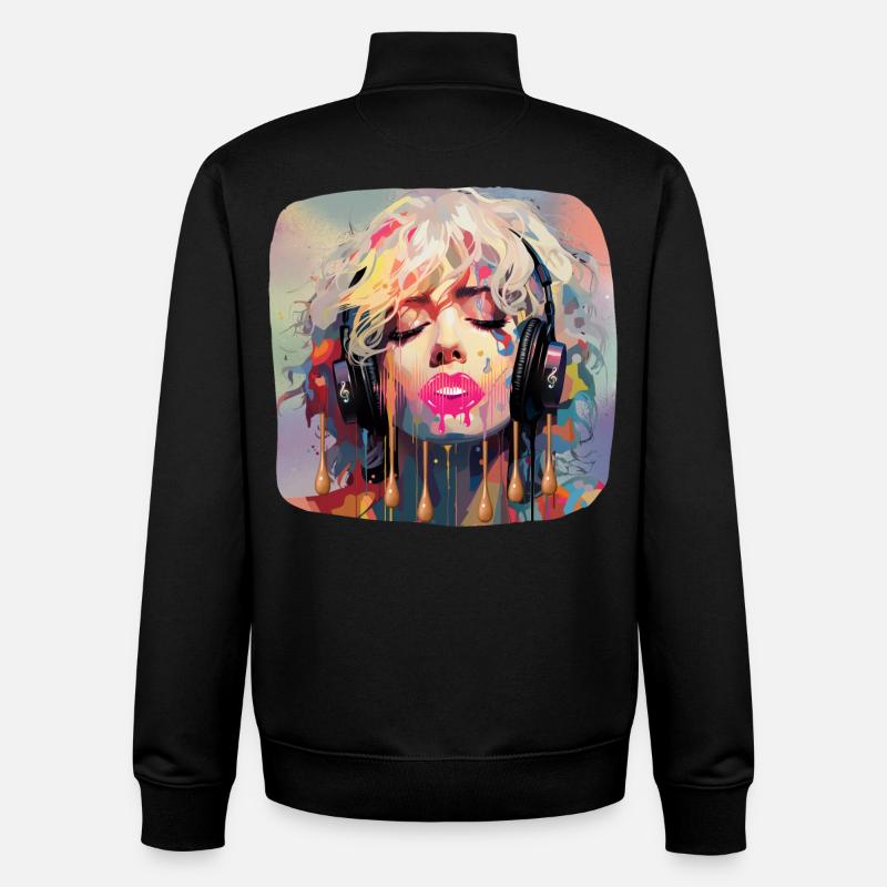Pop Art & Musique - Sweat zippé unisexe en coton bio Stanley/Stella - noir