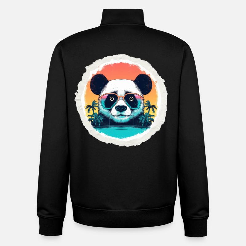 Bébé panda en vacances - Sweat zippé unisexe en coton bio Stanley/Stella - noir