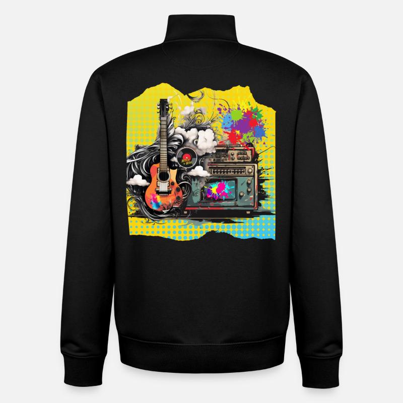 Pop Art Musique Pop - Sweat zippé unisexe en coton bio Stanley/Stella - noir