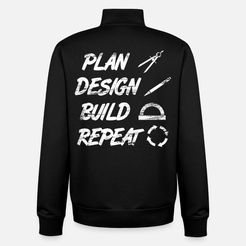 Routine de l’architecte - Sweat zippé unisexe en coton bio Stanley/Stella - noir