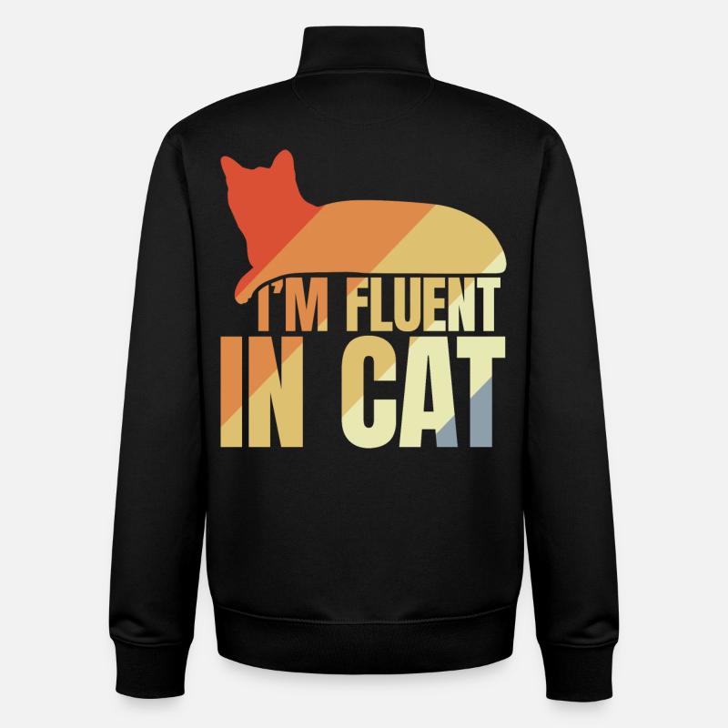 Je parle couramment le chat - Sweat zippé unisexe en coton bio Stanley/Stella - noir
