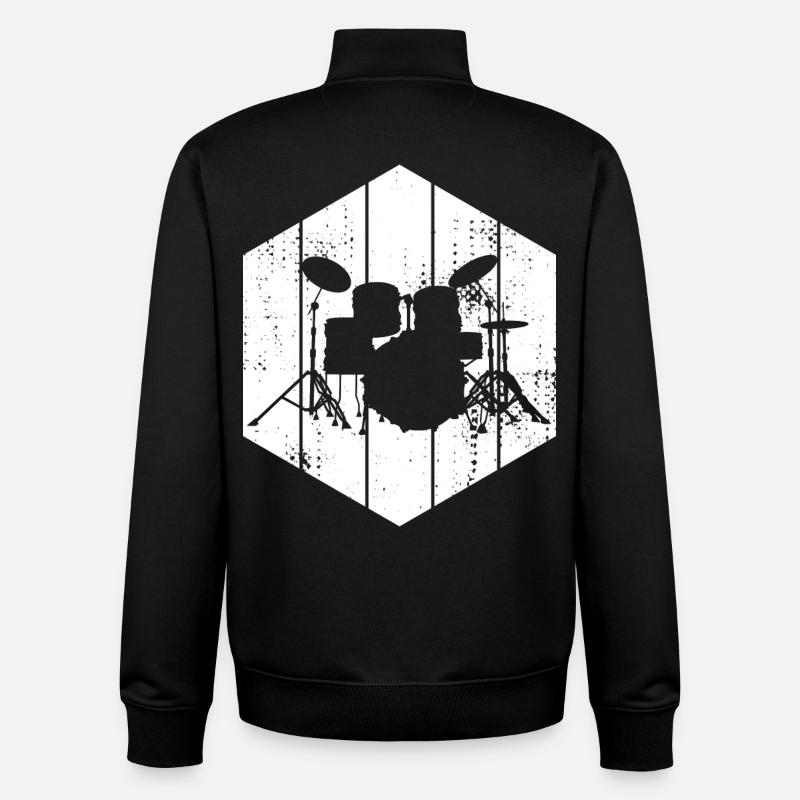 Drum Set Drawing - Unisex Organic Zip Sweatshirt by Stanley/Stella - black