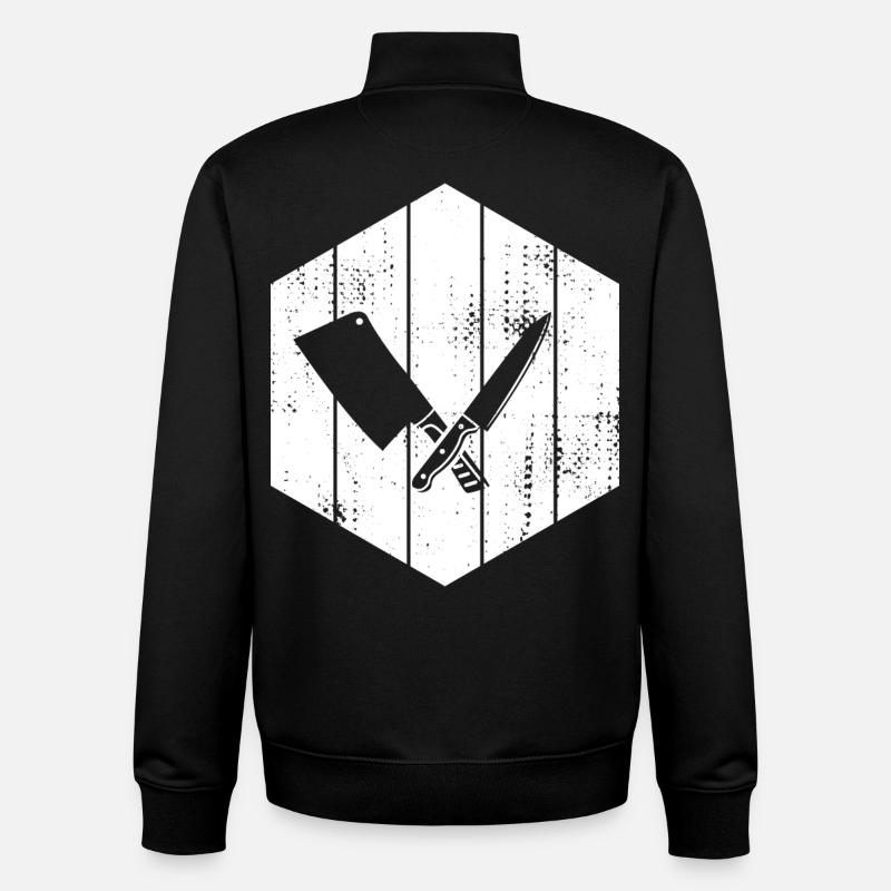 Knife Cleaver Drawing - Unisex Organic Zip Sweatshirt by Stanley/Stella - black