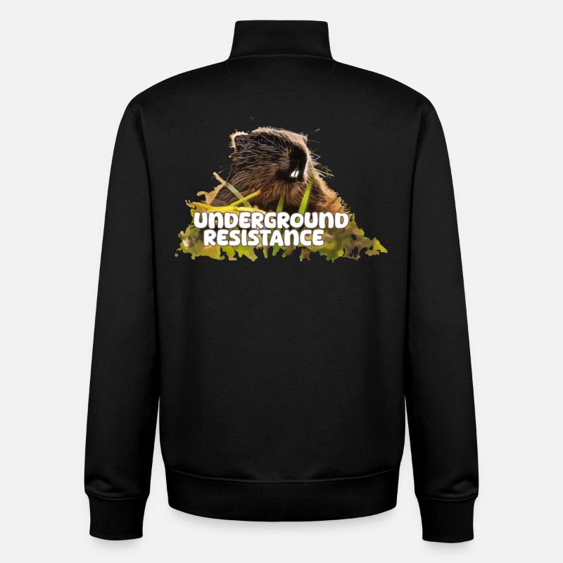 Marmotte Résistance souterraine 2024 - Sweat zippé unisexe en coton bio Stanley/Stella - noir