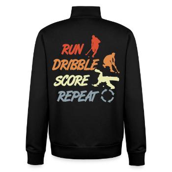 Motivierendes Feldhockey Zitat - Unisex Organic Zip Sweatshirt von Stanley/Stella - Schwarz - Hinten - AI Model Male 185 light (185cm)