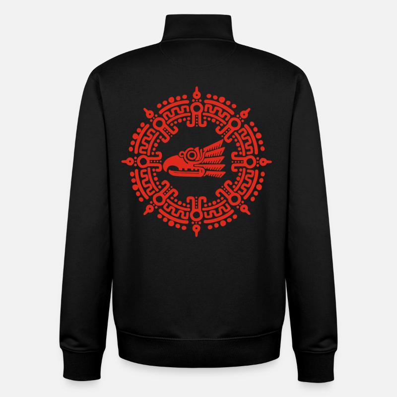 Symbole aztèque rouge - Sweat zippé unisexe en coton bio Stanley/Stella - noir