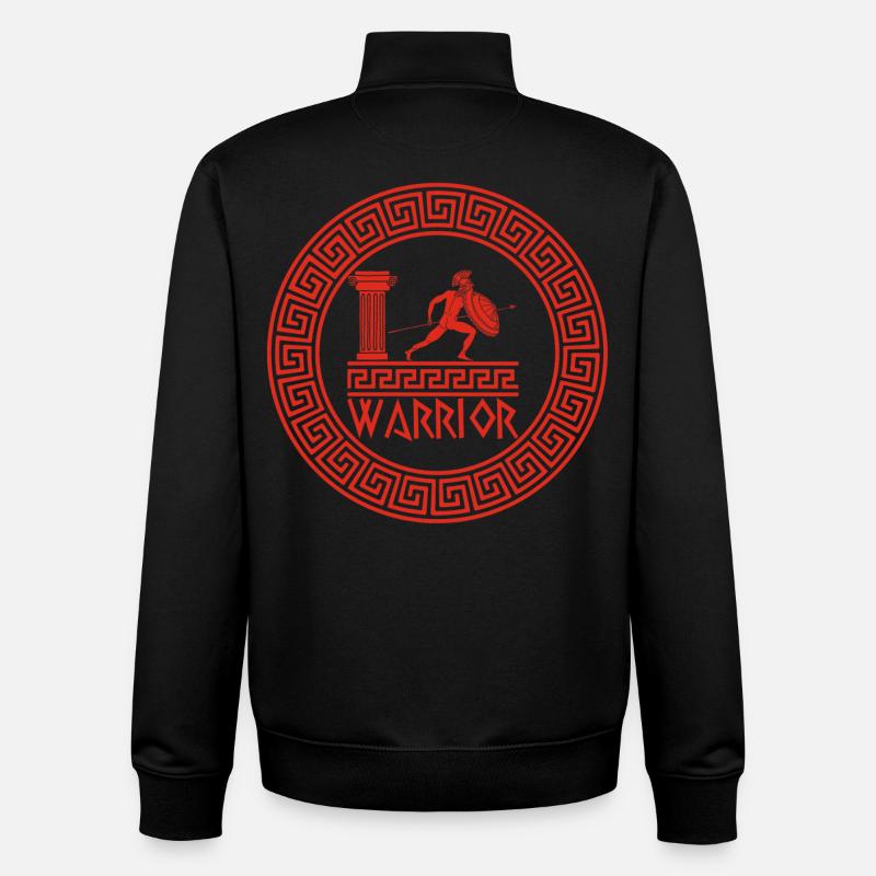 Rotes Symbol des griechischen Kriegers - Unisex Organic Zip Sweatshirt von Stanley/Stella - Schwarz