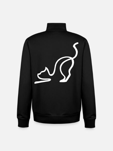 Esquisse du chat blanc - Sweat zippé unisexe en coton bio Stanley/Stella - noir