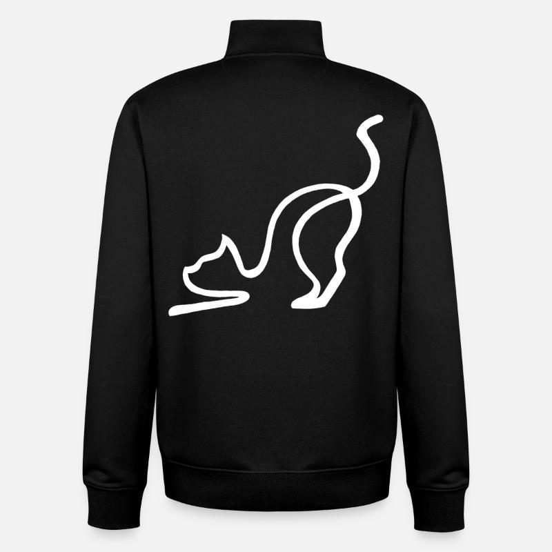 Esquisse du chat blanc - Sweat zippé unisexe en coton bio Stanley/Stella - noir