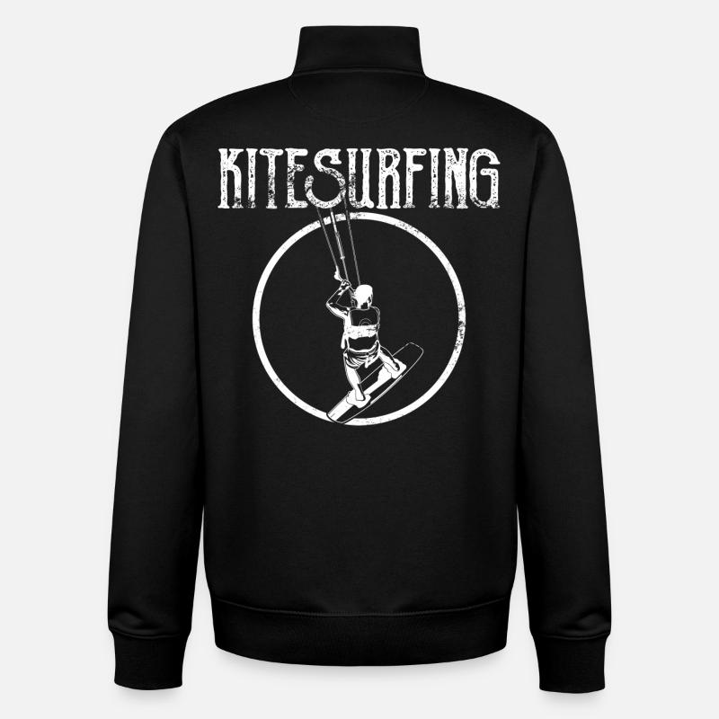 Kitesurf - Sweat zippé unisexe en coton bio Stanley/Stella - noir