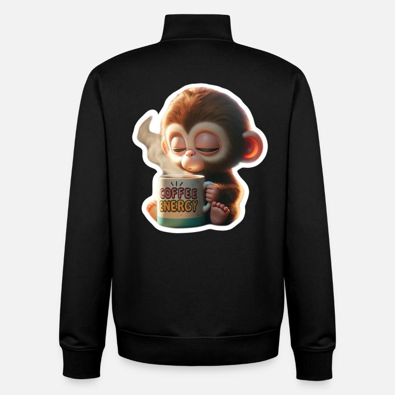 Kaffee Energie Affe Illustration - Unisex Organic Zip Sweatshirt von Stanley/Stella - Schwarz