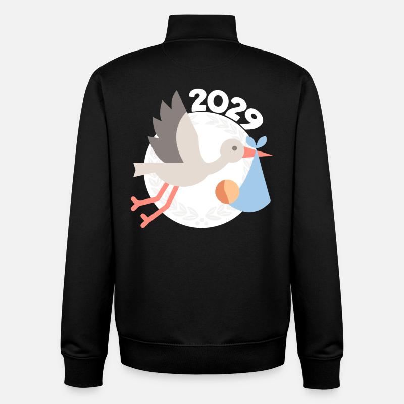 Cigogne avec bébé 2029 - Sweat zippé unisexe en coton bio Stanley/Stella - noir