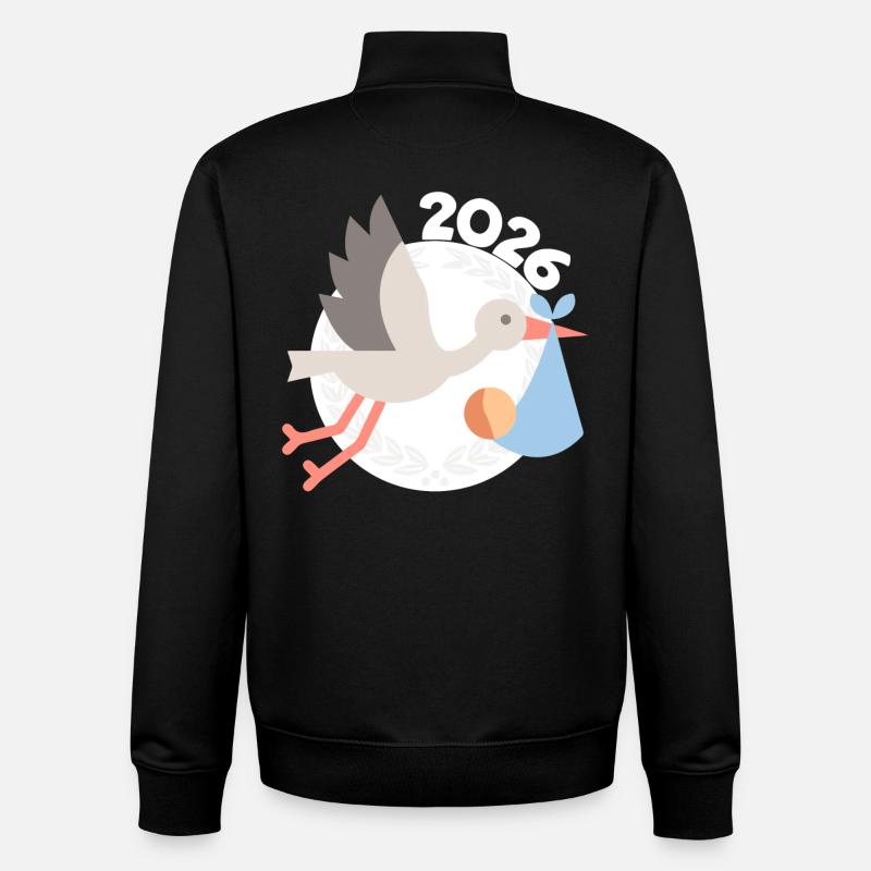 Storch mit Baby 2026 - Unisex Organic Zip Sweatshirt von Stanley/Stella - Schwarz