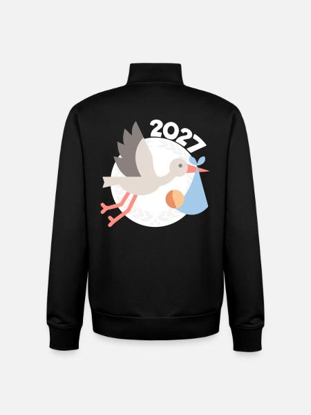 Cigogne avec bébé 2027 - Sweat zippé unisexe en coton bio Stanley/Stella - noir