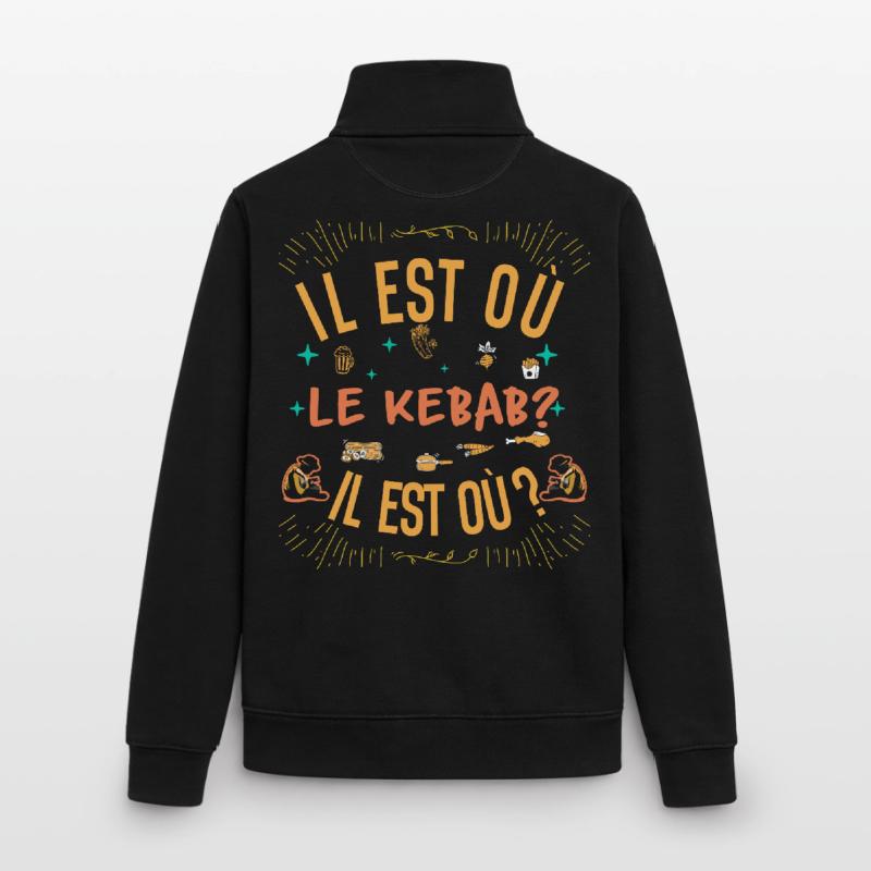 Il est où le kebab ? Il est où ? Chanson Référence Sweat zippé unisexe en coton bio Stanley/Stella
