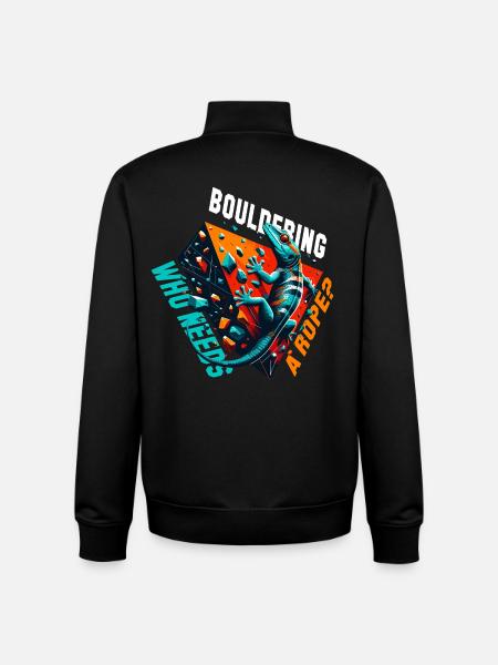 Bouldering Gecko Rope? Gift - Unisex Organic Zip Sweatshirt by Stanley/Stella - black