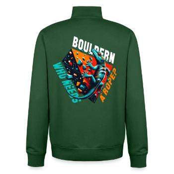 Bouldern Gecko Seil? Geschenk - Unisex Organic Zip Sweatshirt von Stanley/Stella - Flaschengrün - Hinten - AI Model Male 185 dark (185cm)