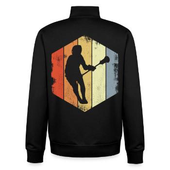 Vintage Lacrosse Players - Unisex Organic Zip Sweatshirt by Stanley/Stella - black - Back - AI Model Male 185 light (185cm)