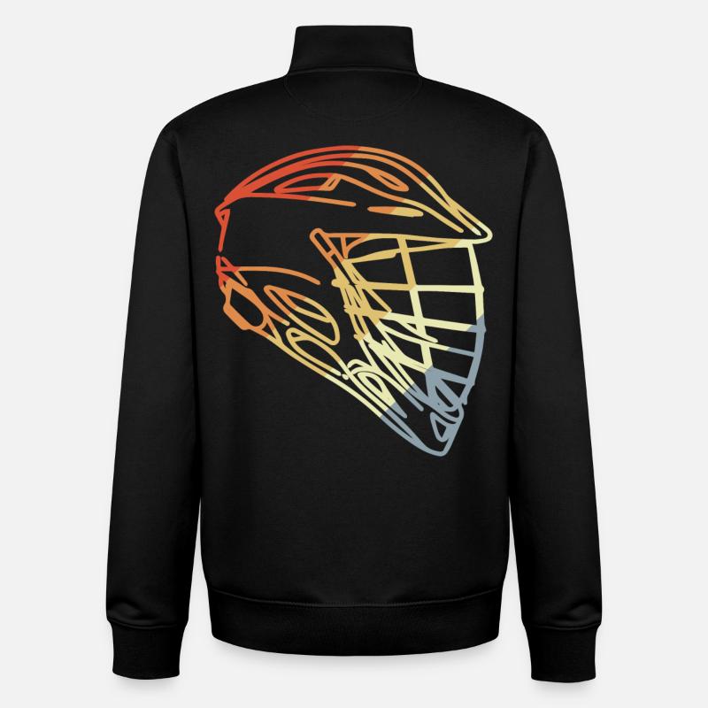 Lacrosse Helm Retro Stil - Unisex Organic Zip Sweatshirt von Stanley/Stella - Schwarz