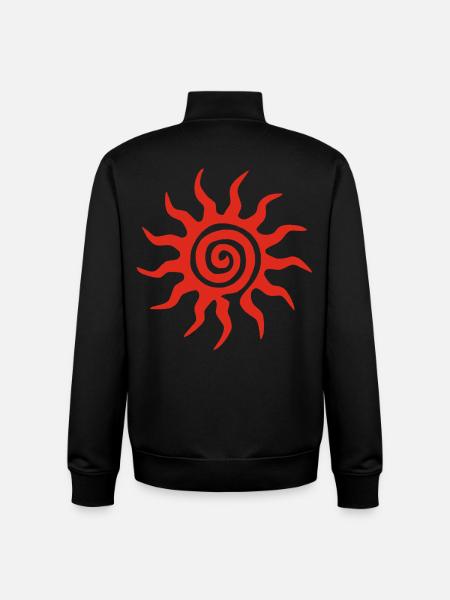 Spiral rød sol - Stanley/Stella unisex sweatshirt med lynlås i økologisk - sort