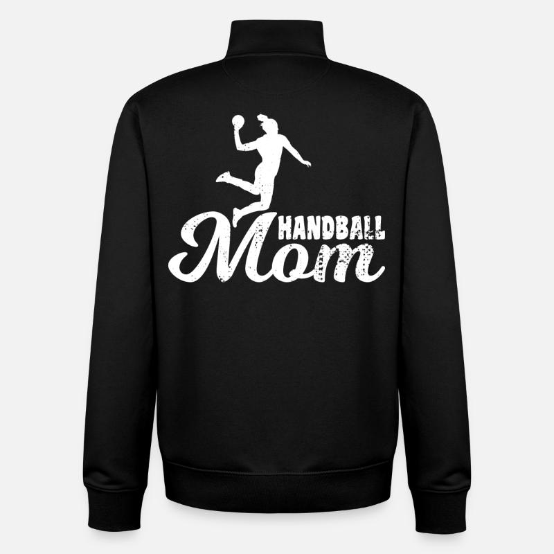 Maman handball - Sweat zippé unisexe en coton bio Stanley/Stella - noir