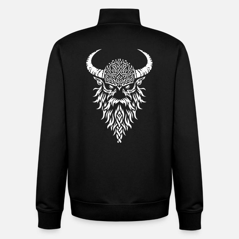 Wikinger-Kriegerkopf - Unisex Organic Zip Sweatshirt von Stanley/Stella - Schwarz