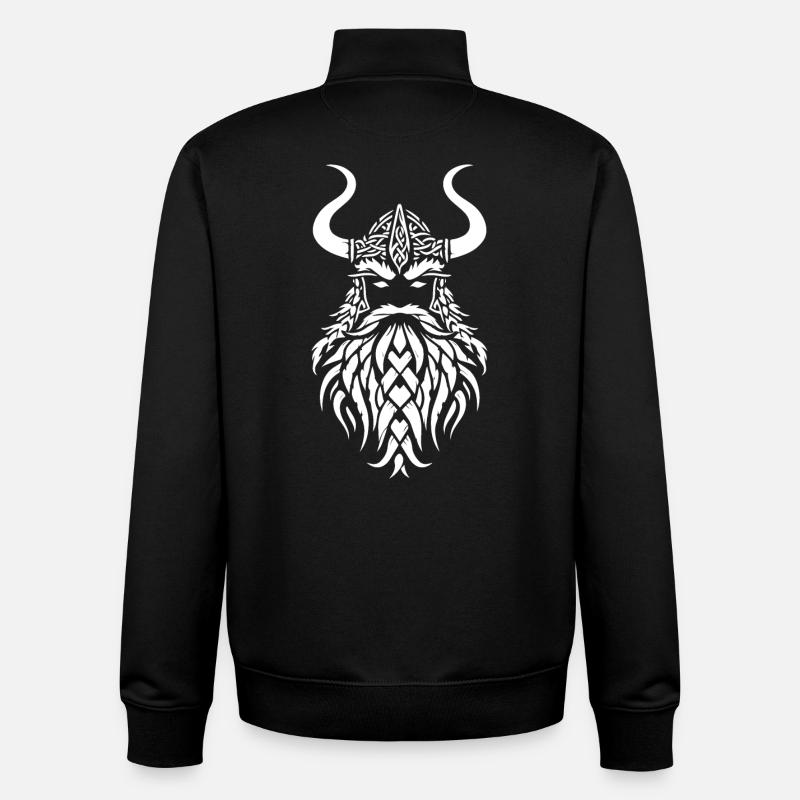 Viking warrior head - Unisex Organic Zip Sweatshirt by Stanley/Stella - black
