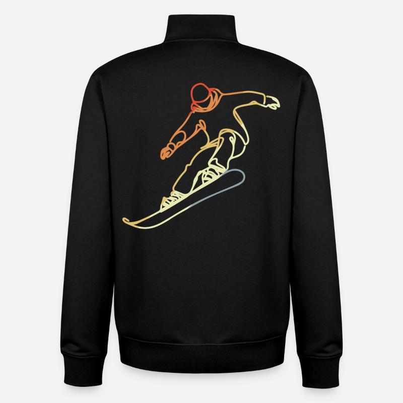Croquis de snowboarder - Sweat zippé unisexe en coton bio Stanley/Stella - noir