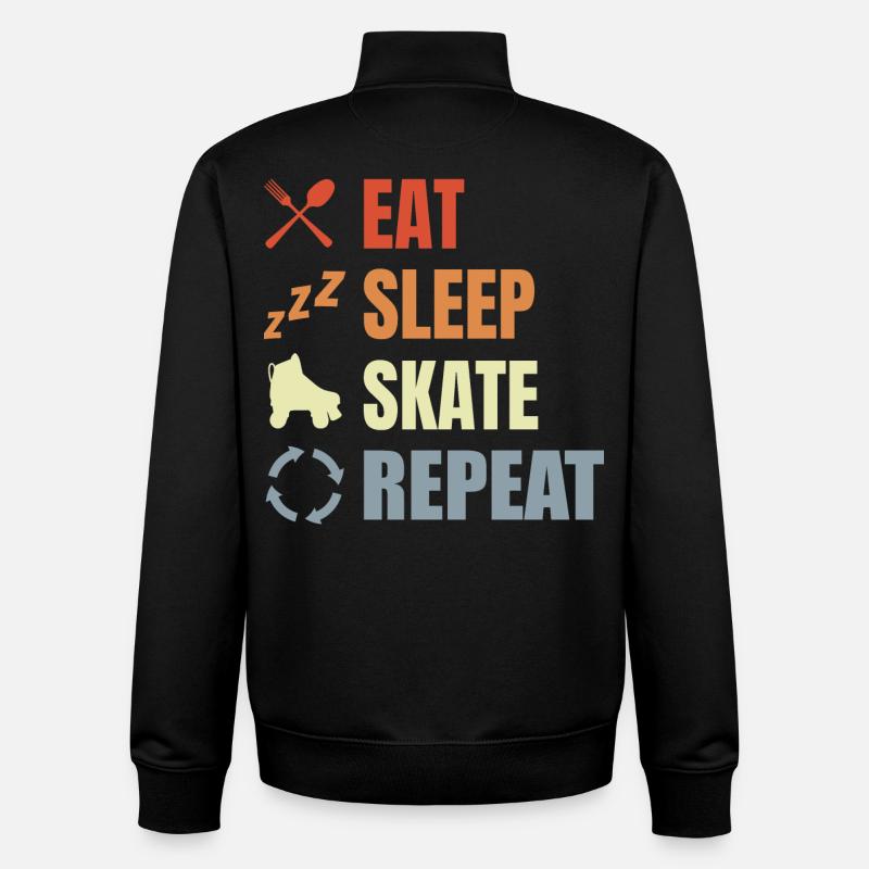 Manger Dormir Patiner Répéter - Sweat zippé unisexe en coton bio Stanley/Stella - noir