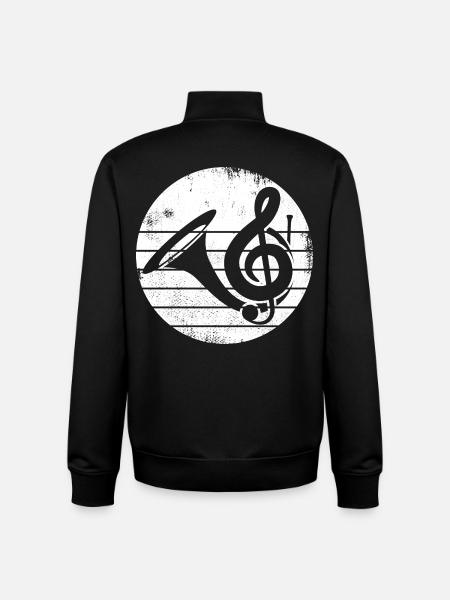 French Horn Drawing - Unisex Organic Zip Sweatshirt by Stanley/Stella - black