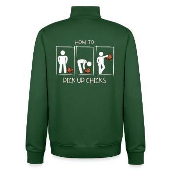 Wie man Mädchen aufreißt - How to pick up chicks. - Unisex Organic Zip Sweatshirt von Stanley/Stella - Flaschengrün - Hinten - AI Model Male 185 dark (185cm)