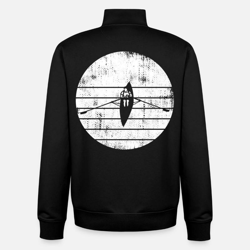 Dessin de bateau à rames - Sweat zippé unisexe en coton bio Stanley/Stella - noir