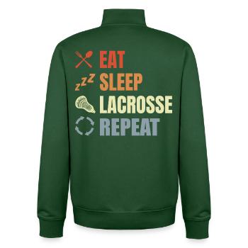 Vintage Lacrosse Schedule - Unisex Organic Zip Sweatshirt by Stanley/Stella - bottle green - Back - AI Model Male 185 dark (185cm)