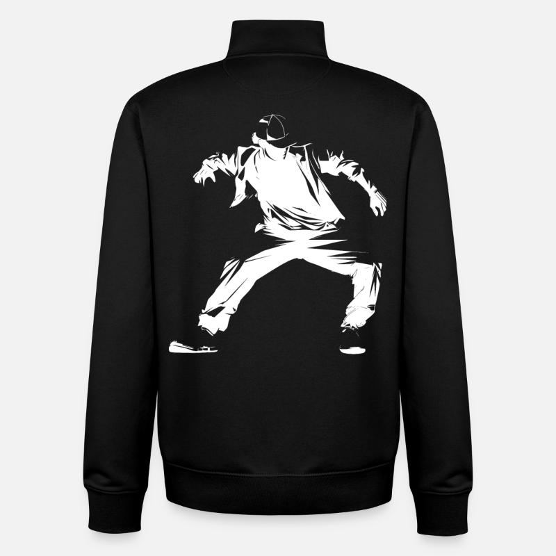 Graphismes Breakdancer - Sweat zippé unisexe en coton bio Stanley/Stella - noir