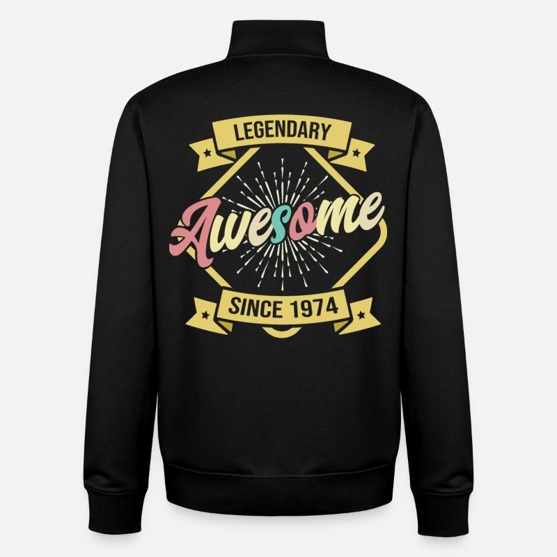 Millésime 1974 Anniversaire Légende - Sweat zippé unisexe en coton bio Stanley/Stella - noir