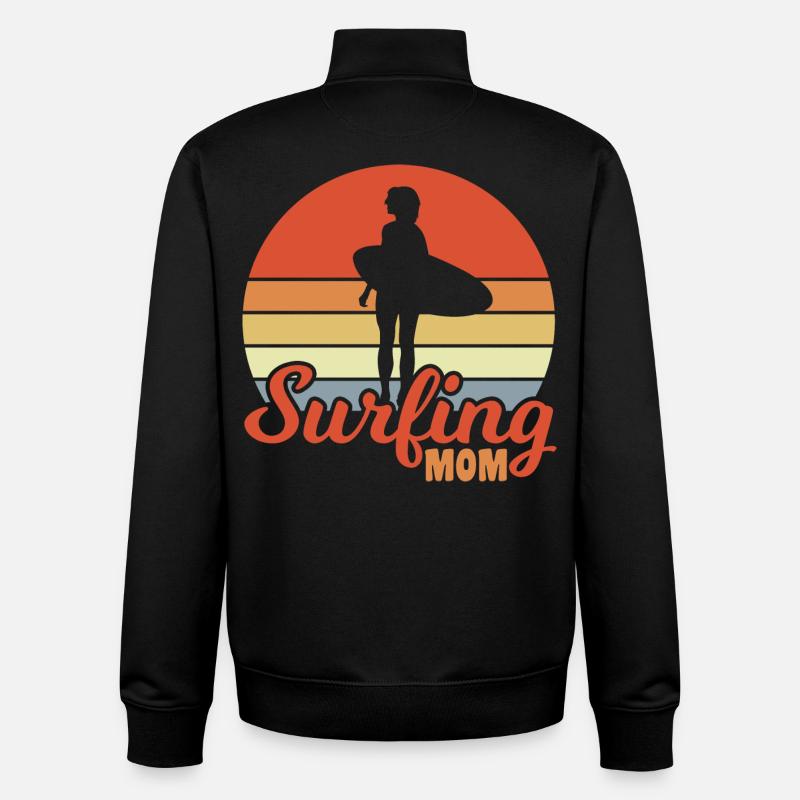 Maman surfeuse - Sweat zippé unisexe en coton bio Stanley/Stella - noir