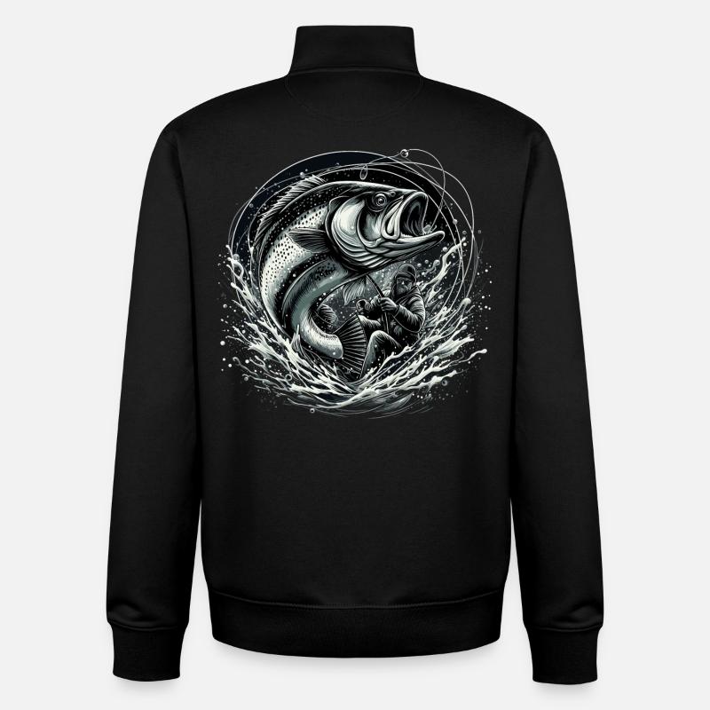 Fishing Angler Dynamic Gift - Unisex Organic Zip Sweatshirt by Stanley/Stella - black