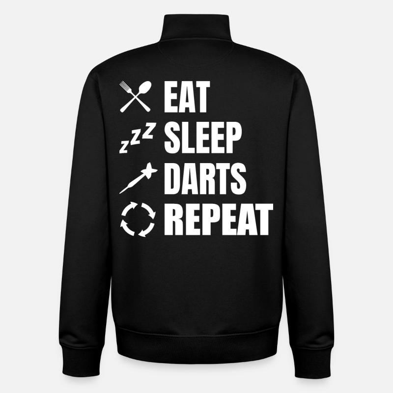 Eating, sleeping, repeating darts - Unisex Organic Zip Sweatshirt by Stanley/Stella - black