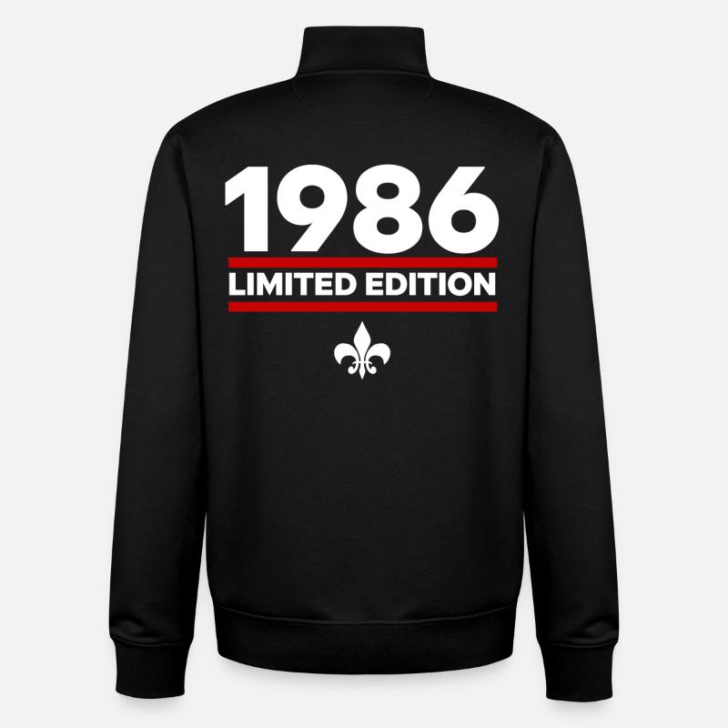 1986 Édition limitée - Sweat zippé unisexe en coton bio Stanley/Stella - noir