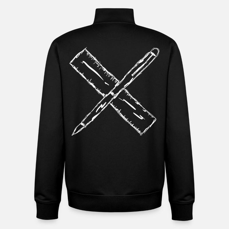 Sketch with pen and ruler - Unisex Organic Zip Sweatshirt by Stanley/Stella - black