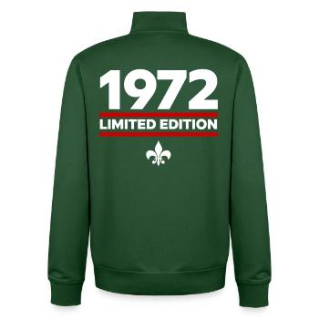 1972 Limited Edition - Unisex Organic Zip Sweatshirt von Stanley/Stella - Flaschengrün - Hinten - AI Model Male 185 dark (185cm)