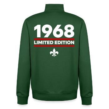 Édition limitée de 1968 - Sweat zippé unisexe en coton bio Stanley/Stella - vert bouteille - Dos - AI Model Male 185 dark (185cm)