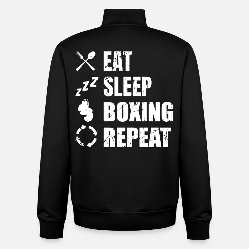 Eat Sleep Boxing Repeat - Unisex Organic Zip Sweatshirt von Stanley/Stella - Schwarz