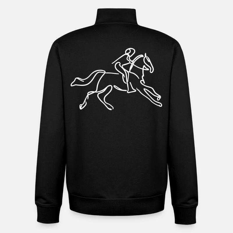Dessin d’équitation - Sweat zippé unisexe en coton bio Stanley/Stella - noir