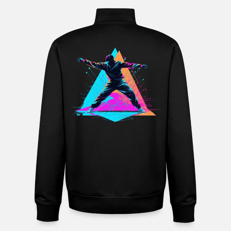 Breakdance Couleurs Rétro - Sweat zippé unisexe en coton bio Stanley/Stella - noir