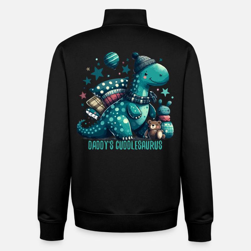 Daddy’s Cuddlesaurus Kuschel-Dinosaurier Geschenk - Unisex Organic Zip Sweatshirt von Stanley/Stella - Schwarz