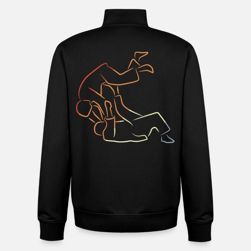 Dessin de combattant de judo - Sweat zippé unisexe en coton bio Stanley/Stella - noir